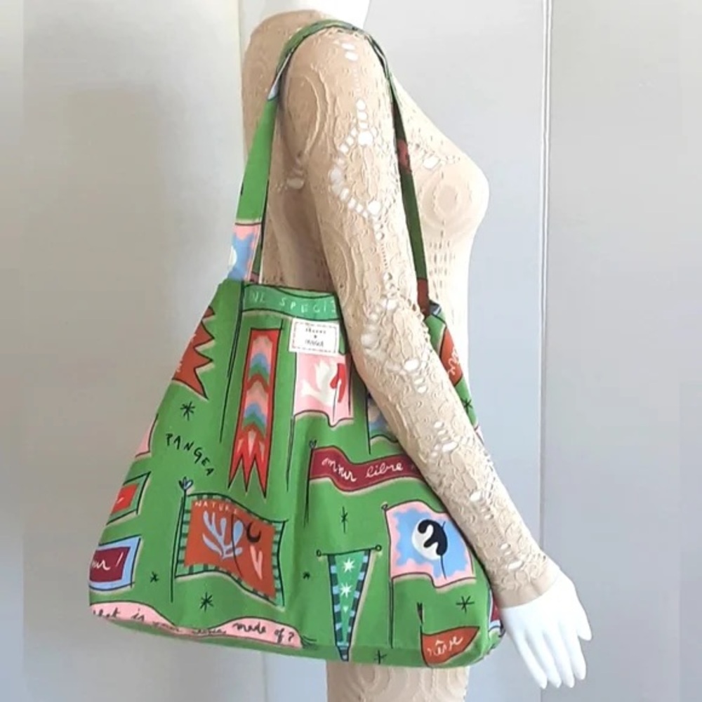 Sézane x Pangea Tote Bag Drapeau Fond Vert - NWT - Picture 10 of 10
